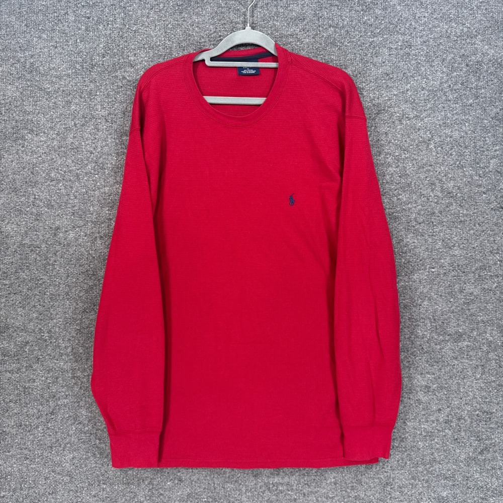 Polo Ralph Lauren Thermal Shirt Mens XL Red Waffle Knit Long Sleeve Loungewear